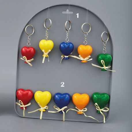 PORTACHIAVI E CALAMITE PALLONCINO A FORMA DI CUORE 5 COLORI ASSORTITI BOMBONIERE COMPLEANNO ECONOMICHE