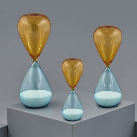 CLESSIDRE IN VETRO BLU E GIALLO CON SABBIA BIANCA BOMBONIERE ORIGINALI ED ECONOMICHE IDEE ONLINE