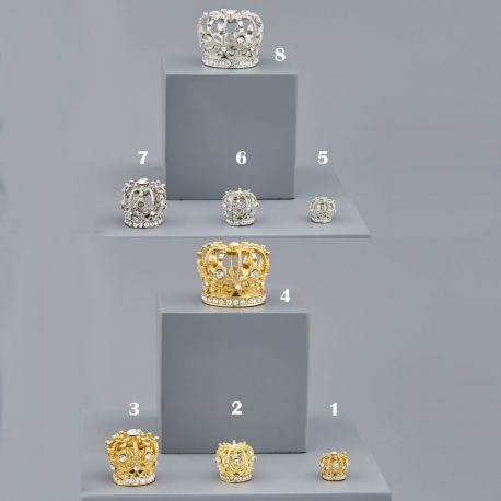 CORONE CON STRASS ORO O SILVER IN METALLO PER SEGNAPOSTO O PICCOLE BOMBONIERE COMUNIONE COMPLEANNO