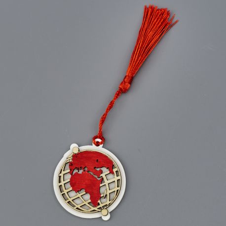APPLICAZIONI IN LEGNO MAPPAMONDO CON NAPPINA ROSSA BOMBONIERE LAUREA TEMA VIAGGIO DECORAZIONI