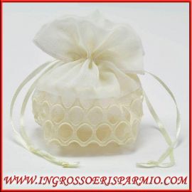 SACCHETTI PORTACONFETTI IN ORGANZA PANNA CONFETTATA IDEE ECONOMICHE COMUNIONE MATRIMONIO