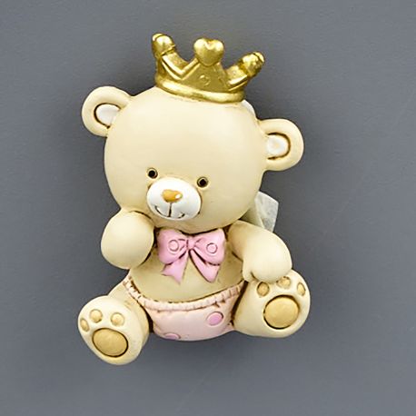 CALAMITE ORSETTO PRINCIPESSA CON CORONA BOMBONIERE NASCITA FEMMINUCCIA