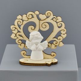 SEGNAPOSTO ANGIOLETTO IN GESSETTO CON ALBERO DELLA VITA CON CUORE