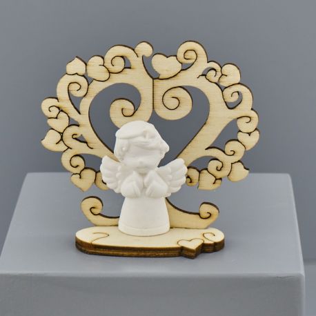 SEGNAPOSTO ANGIOLETTO IN GESSETTO CON ALBERO DELLA VITA CON CUORE