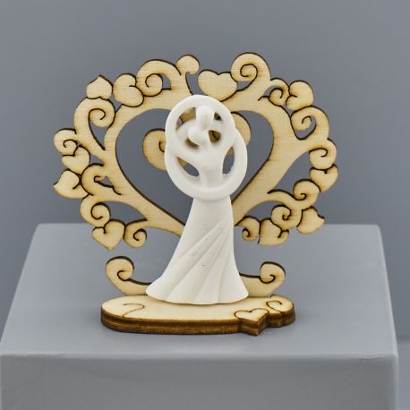 SEGNAPOSTO SPOSI CON ALBERO DELLA VITA E GESSETTO COPPIA ABBRACCIATA