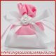 SACCHETTI ROSA BIMBA PORTACONFETTI NASCITA BATTESIMO COTONE GESSETTO BOMBONIERE ORIGINALI
