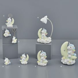 LINEA NASCITA E BATTESIMO MASCHIETTO UNICORNO SU NUVOLE CON LUNA BOMBONIERE BAMBINO