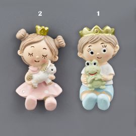 MAGNETI PRINCIPE CON RANOCCHIO O PRINCIPESSA CON UNICORNO BOMBONIERE NASCITA ORIGINALI PREZZI BASSI