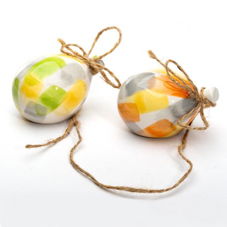 PALLONCINI ORNAMENTALI IN CERAMICA DIPINTI A MANO BOMBONIERE ORIGINALI BATTESIMO BIMBO BIMBA