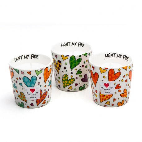 CANDELA PROFUMATA CON PORTACANDELA IN PORCELLANA COLLEZIONE CUORICINO