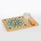 TAGLIERE PER APERITIVO CIOTOLA IN CERAMICA CON COLTELLO DECORAZIONE MAIOLICA