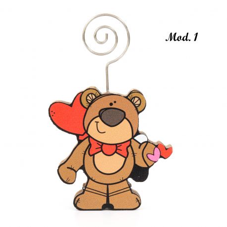 ORSETTO CON CUORI E PAPILLON BOMBONIERE CUOREMATTO MEMOCLIP, PROFUMATORE O DECORAZIONE DA MURO