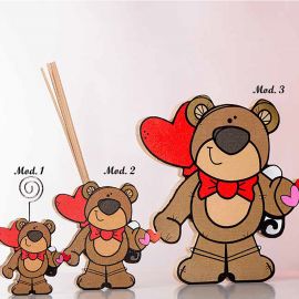 ORSETTO CON CUORI E PAPILLON BOMBONIERE CUOREMATTO MEMOCLIP, PROFUMATORE O DECORAZIONE DA MURO