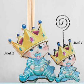 PRINCIPINO CON CORONA PROFUMATORE O MEMOCLIP BOMBONIERE CUOREMATTO