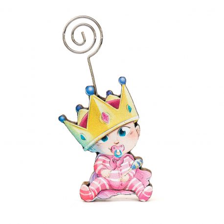 DIFFUSORE DI AROMI O MEMOCLIP BAMBINA PRINCIPESSA CON CORONA DORATA