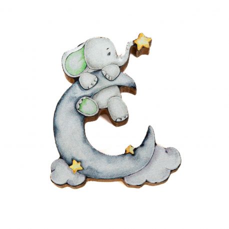 CALAMITE ELEFANTINO SU FALCE DI LUNA CON NUVOLETTE E STELLINA