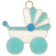 CIONDOLI A FORMA DI CARROZZINO BABY CELESTE IDEE NASCITA BIMBO