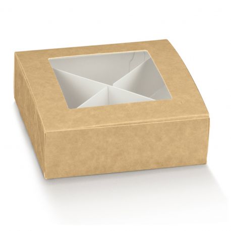 SCATOLA AVANA CON DIVISORI E COPERCHIO TRASPARENTE IN PVC - CONFETTATE ECONOMICHE