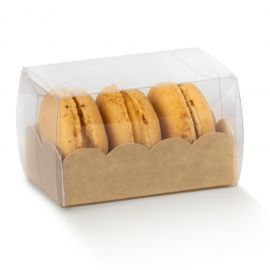 SCATOLA AVANA CON COPERCHIO TRASPARENTE PER MACARONS DEGUSTAZIONE FAI DA TE INGROSSO