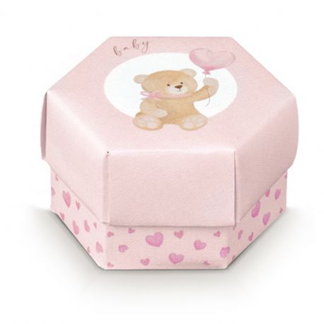 SCATOLA IN CARTONCINO CON ORSETTO PER CONTENERE CONFETTI, PRODOTTI DOLCIARI, ARTICOLI REGALO