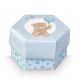 PORTACONFETTI DI FORMA ESAGONALE CELESTE CON ORSETTO "BABY" NASCITA BIMBO