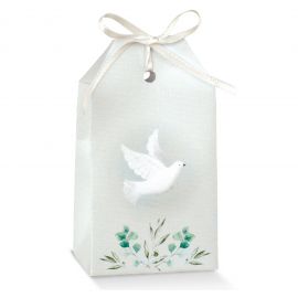 PORTACONFETTI TAG CON RAMOSCELLI DI ULIVO E COLOMBA PREZZI INGROSSO