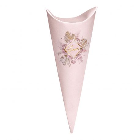 CONO PORTACONFETTI ROSA "LOVE" IN CARTONCINO MATRIMONIO NOZZE