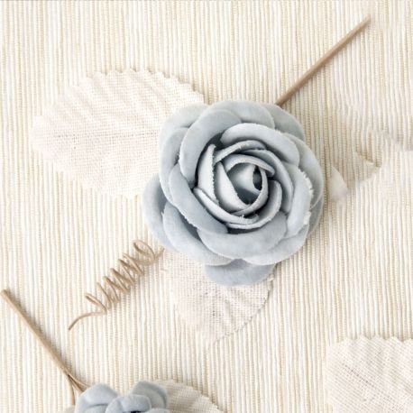 FIORE FINTO AZZURRO IN VELLUTO PER BOMBONIERE FAI DA TE