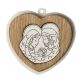 APPLICAZIONE IN LEGNO A FORMA DI CUORE CON SACRA FAMIGLIA