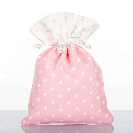 SACCHETTI NASCITE PORTACONFETTI ECONOMICI POIS BIANCHI E ROSA