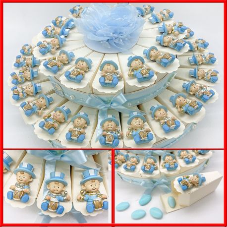 TORTA CELESTE 15/25/40 FETTE CON MAGNETI BIMBO JOLLY : UNA DOLCE ECONOMICA BOMBONIERA PER EVENTI INDIMENTICABILI