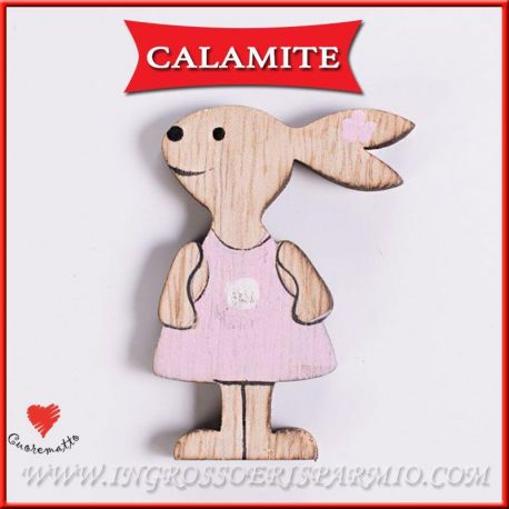 BOMBONIERE MAGNETI SOLIDALI NASCITA BIMBA CUOREMATTO CONIGLIETTO LEGNO PENSIERINI ONLINE D5525