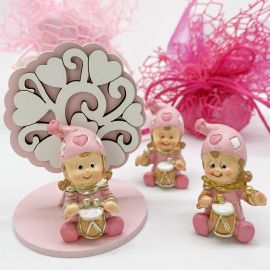 BOMBONIERA BATTESIMO ALBERO DELLA VITA ROSA CON STATUINA BAMBINA JOLLY E FIALA PORTA PROFUMO - UN REGALO DOLCE E SIGNIFICATIVO