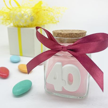 VASETTO PORTACONFETTI CON GESSETTO NUMERO 40 - REGALO UTILE PER FESTE DI 40 ANNI
