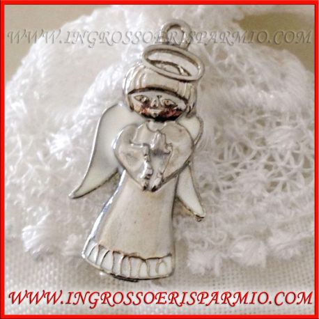 CIONDOLI ARGENTO SACRO ANGELO CUSTODE IN PREGHIERA ECONOMICI BOMBONIERE BATTESIMO COMUNIONE
