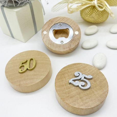 APRIBOTTIGLIE CON APPLICAZIONE 25 ARGENTO O 50 ORO,, BOMBONIERE ANNIVERSARIO
