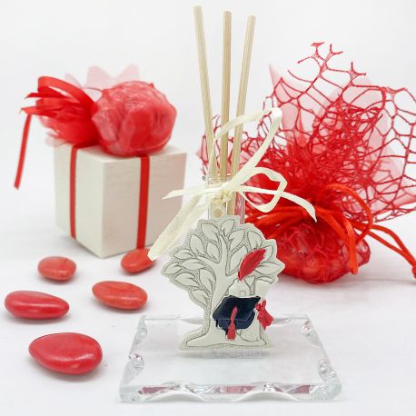 BASE IN VETRO -PROFUMATORE- PORTA PENNE O MONOFIORE ALBERO DELLA VITA LAUREA