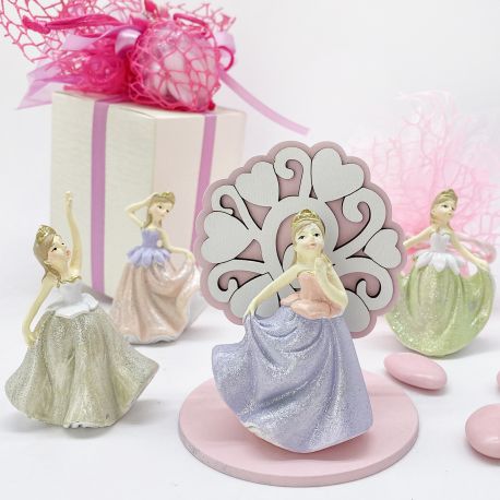 INCANTEVOLE BOMBONIERA ALBERO DELLA VITA ROSA CON ELEGANTE PRINCIPESSA