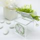 CONFETTATA SCATOLINA PLEXIGLASS: FIORI VERDI E ADESIVO PERSONALIZZABILE