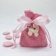 BOMBONIERA NASCITA: SACCHETTO ROSA CON CHARME CARROZZINA