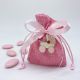 BOMBONIERA NASCITA: SACCHETTO ROSA CON CHARME CARROZZINA
