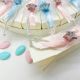 BOMBONIERA NASCITA GEMELLI - TORTA DI FETTE SCATOLINE BIANCA NEUTRA CON APPLICAZIONI STELLA, NASTRO E CORDA ROSA O CELESTE 