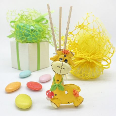 BOMBONIERA NASCITA O BATTESIMO-FIALA PROFUMATORE CON DECORAZIONE GIRAFFA
