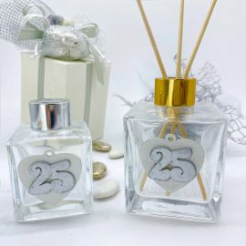 BOMBONIERA BOTTIGLIA PROFUMATORE CON APPLICAZIONE CUORE 25