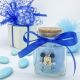 BOMBONIERA NASCITA: BARATTOLINO CON TAPPO IN SUGHERO E APPLICAZIONE TOPOLINO CELESTE
