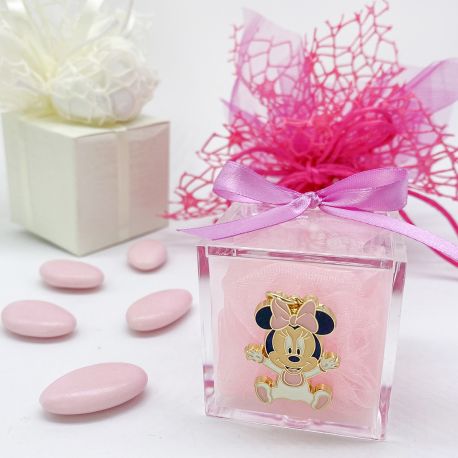 BOMBONIERE DISNEY PER LA TUA BAMBINA: SCATOLE PLEXIGLASS TRASPARENTI CON CIONDOLI DISNEY MINNIE BABY