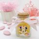 BOMBONIERA DISNEY PER BATTESIMO BIMBA - BARATTOLO VASETTO IN VETRO CON TAPPO IN SUGHERO MULTIUSO E DECORAZIONE MINNIE CON FIORI 
