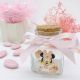 BOMBONIERA DISNEY PER BATTESIMO BIMBA - BARATTOLO VASETTO IN VETRO CON TAPPO IN SUGHERO MULTIUSO E DECORAZIONE MINNIE CON FIORI 