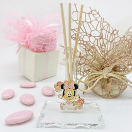ELEGANTE BOMBONIERA DISNEY PER BATTESIMO BIMBA: BASE IN VETRO MULTIUSO CON DECORAZIONE MINNIE