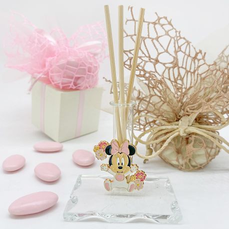 ELEGANTE BOMBONIERA DISNEY PER BATTESIMO BIMBA: BASE IN VETRO MULTIUSO CON DECORAZIONE MINNIE